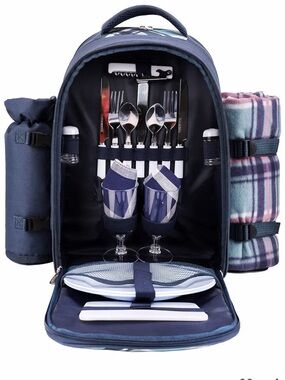 🔥🆕🔥 Apollo Walker 2-Person Picnic Backpack Set - Navy Plaid